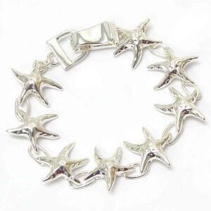 Icon Collection Silver Tone Hammered Metal Coastal Beach Starfish Bracelet
